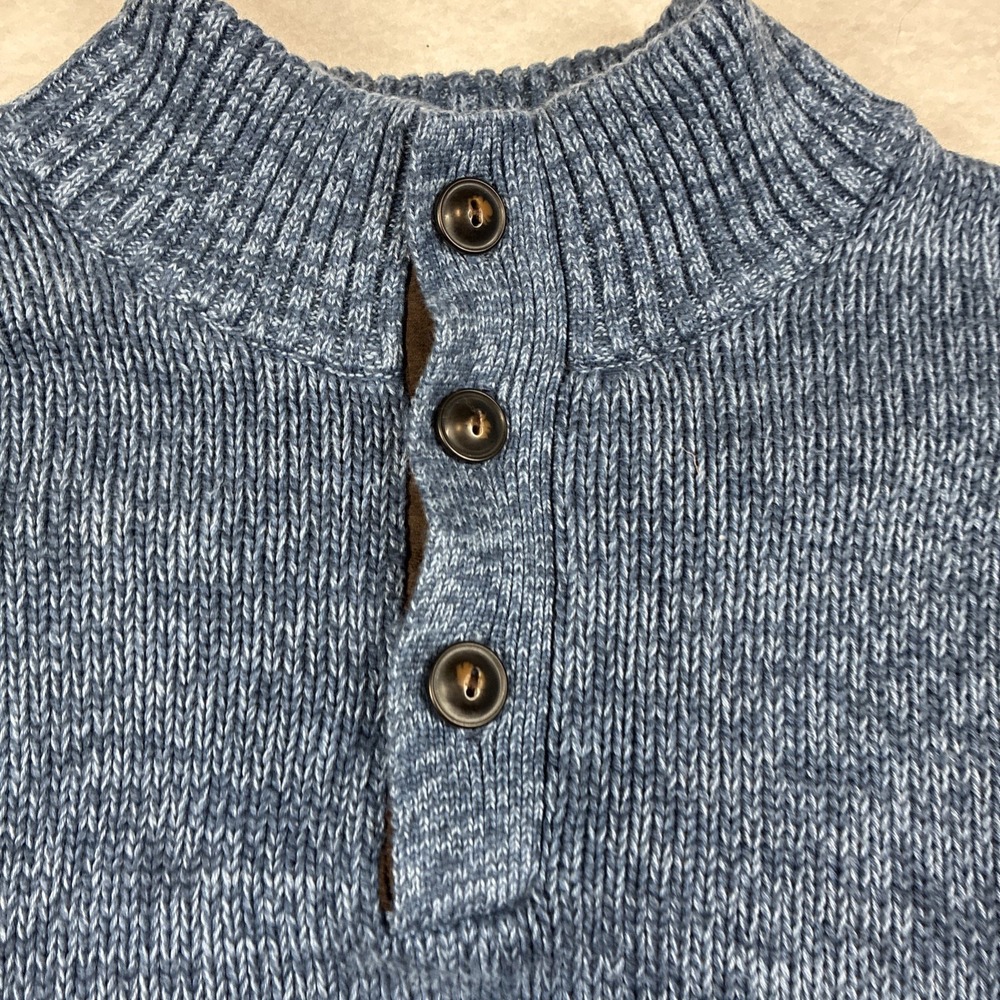 Chaps Sweater Blue Preppy Fisherman Elbow Patches Grandpa Academia Thick Mens XL - Picture 5 of 13